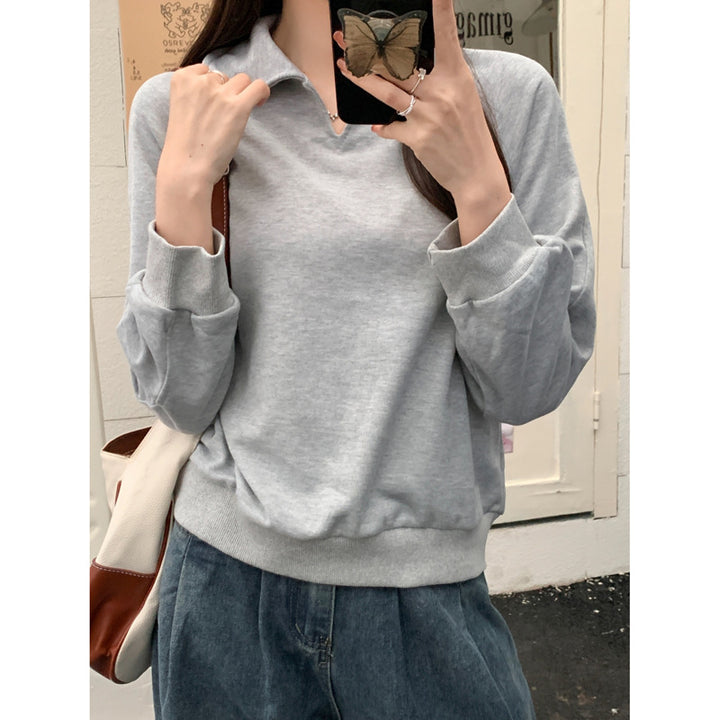 Dame Casual Relaxed Fit V-Udskæring Pullover Sweatshirt Stilla