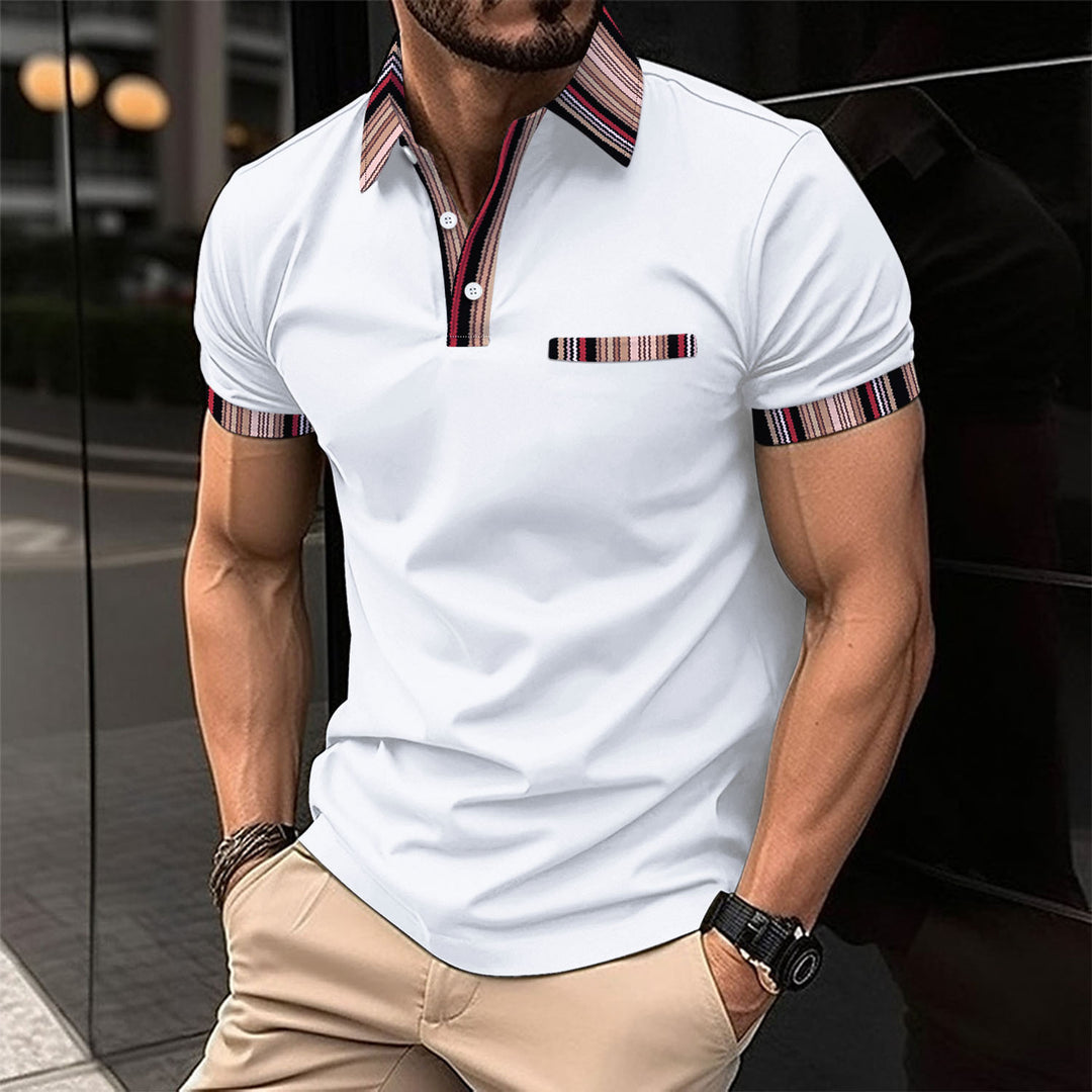 Herrer fritids polo shirt med moderigtige stribekrave og praktisk brystlomme Stilla