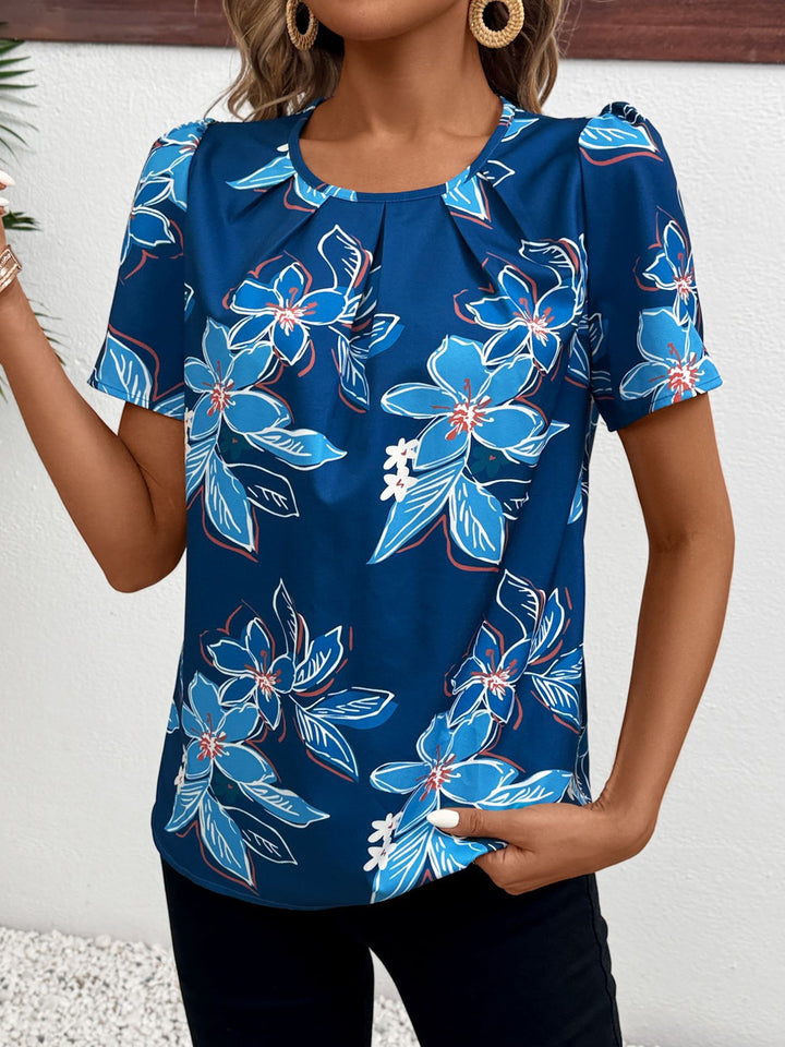 Dame folder blomster mønster top Stilla
