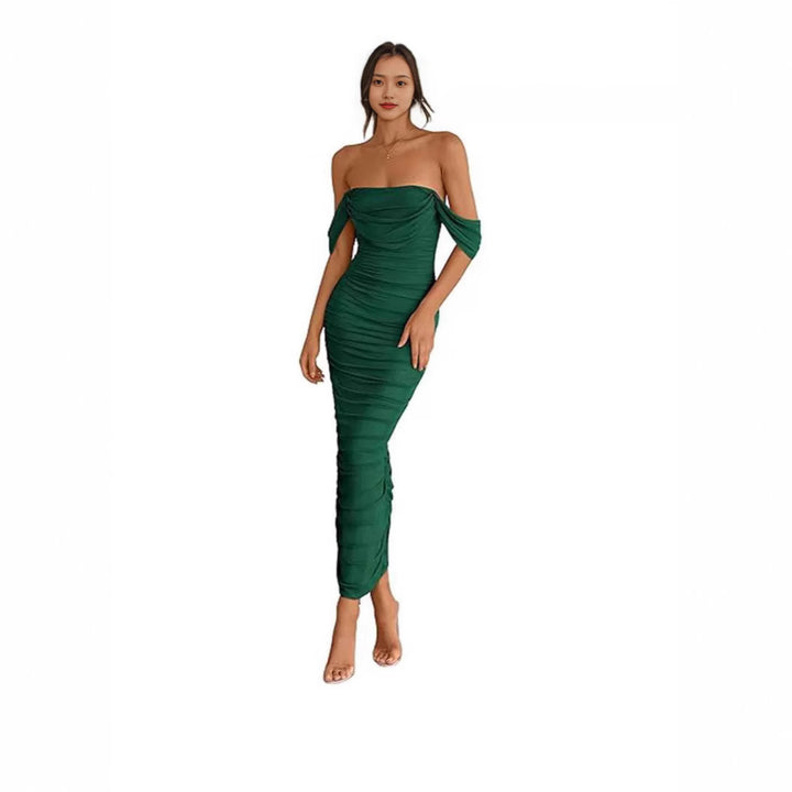 Dame Glamourøst Aftenkjole med Rynk og Off-Shoulder-Design Stilla