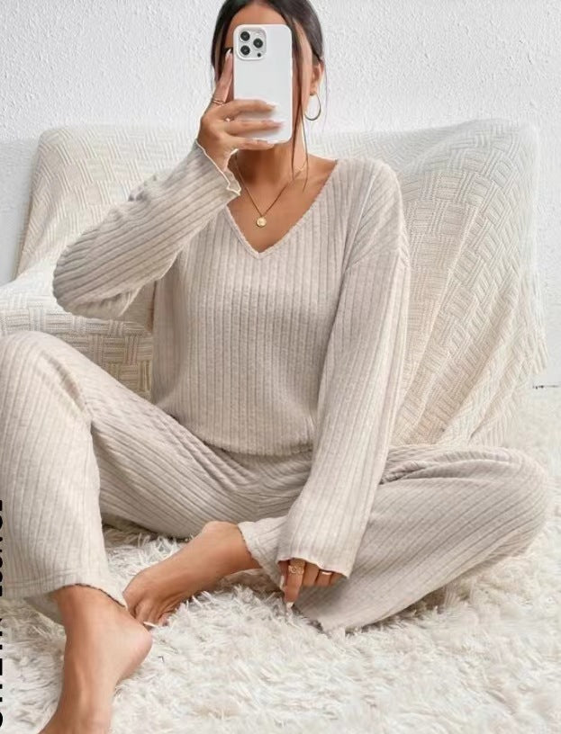 Dame hyggeligt strik-loungewear-sæt Stilla
