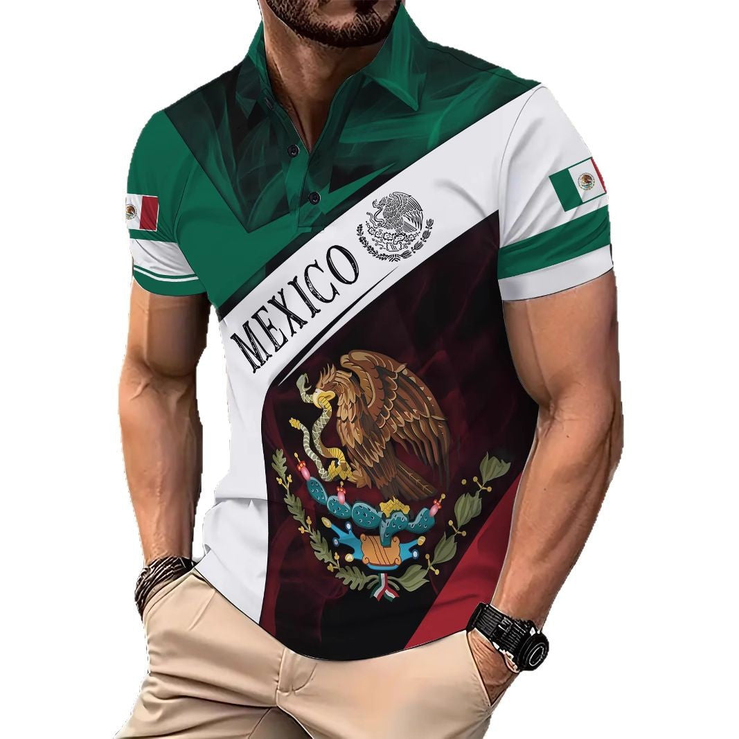 Herre poloshirt med mexicansk flagmotiv Stilla
