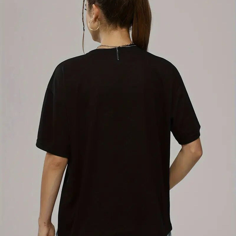 Dame Oversized T-shirt med urban Los Angeles print og afslappet snit Stilla