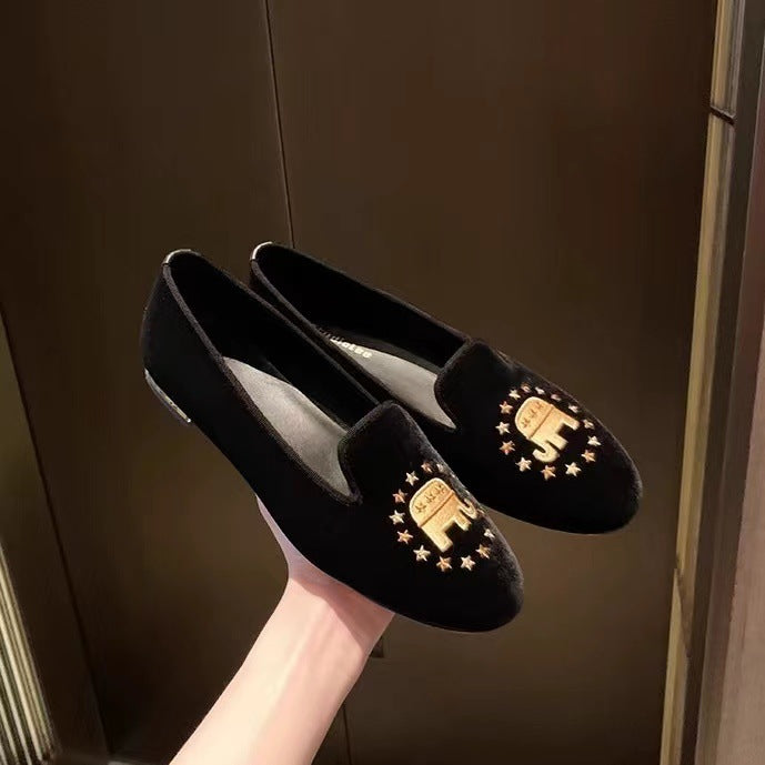 Femme Broderet Fløjl Slippers Stilla