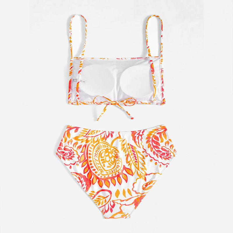 Dame Triangel-Bikini-Sæt med justerbare stropper og moderne mønster Skovae