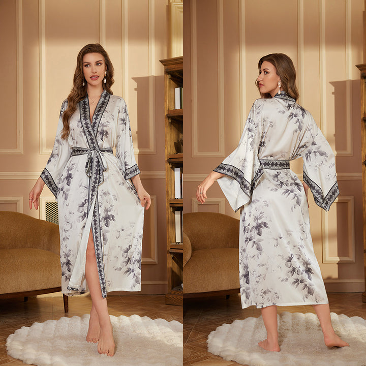 Dame Kimono-robe med kunstnerisk tigerdesign og luksuriøs taljeguide Stilla