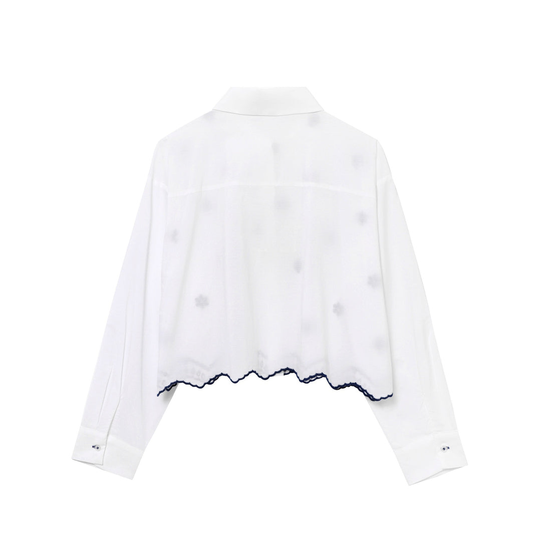 Femme Forkortet Besticket Button-Up Bluse Stilla
