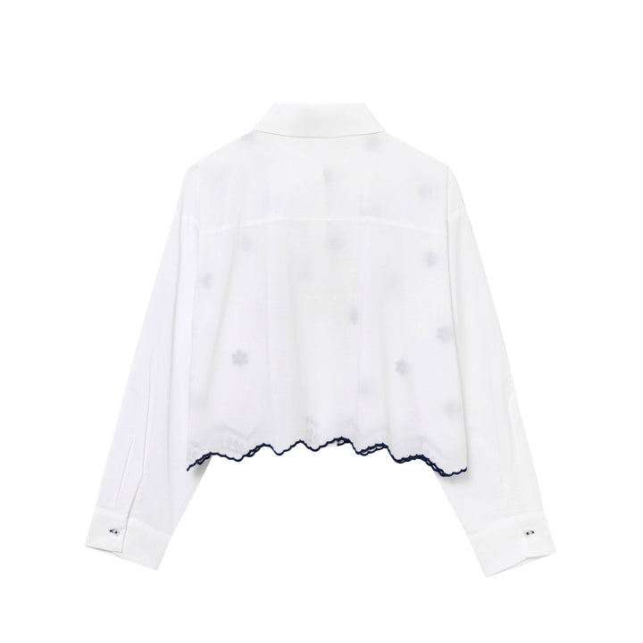 Femme Forkortet Besticket Button-Up Bluse Stilla
