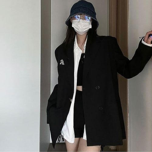 Dame Oversized Dobbeltbrystet Blazer med Moderne Detaljer Stilla