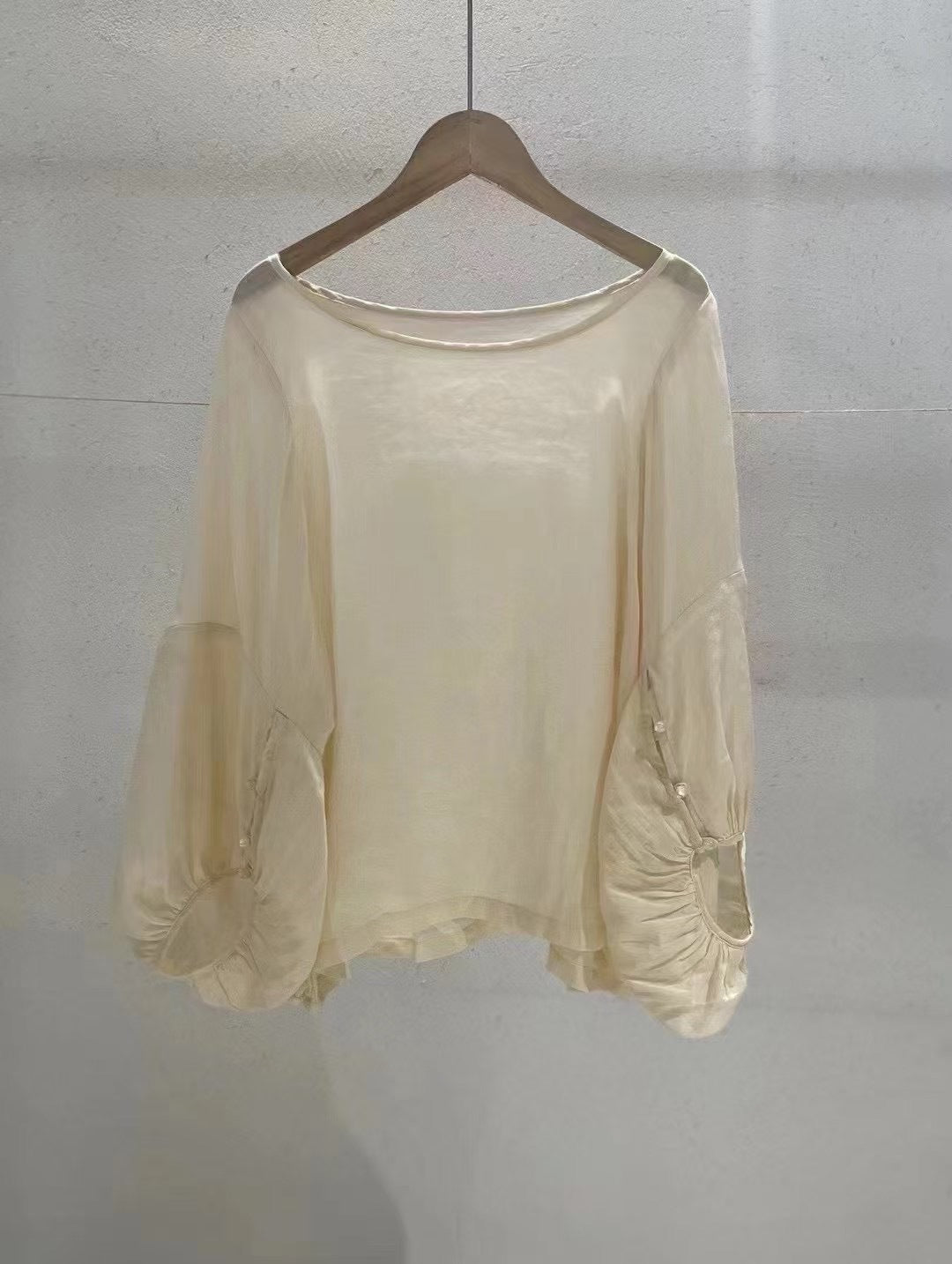 Femme Elegant Gennemsigtig Puffærme Bluse Stilla