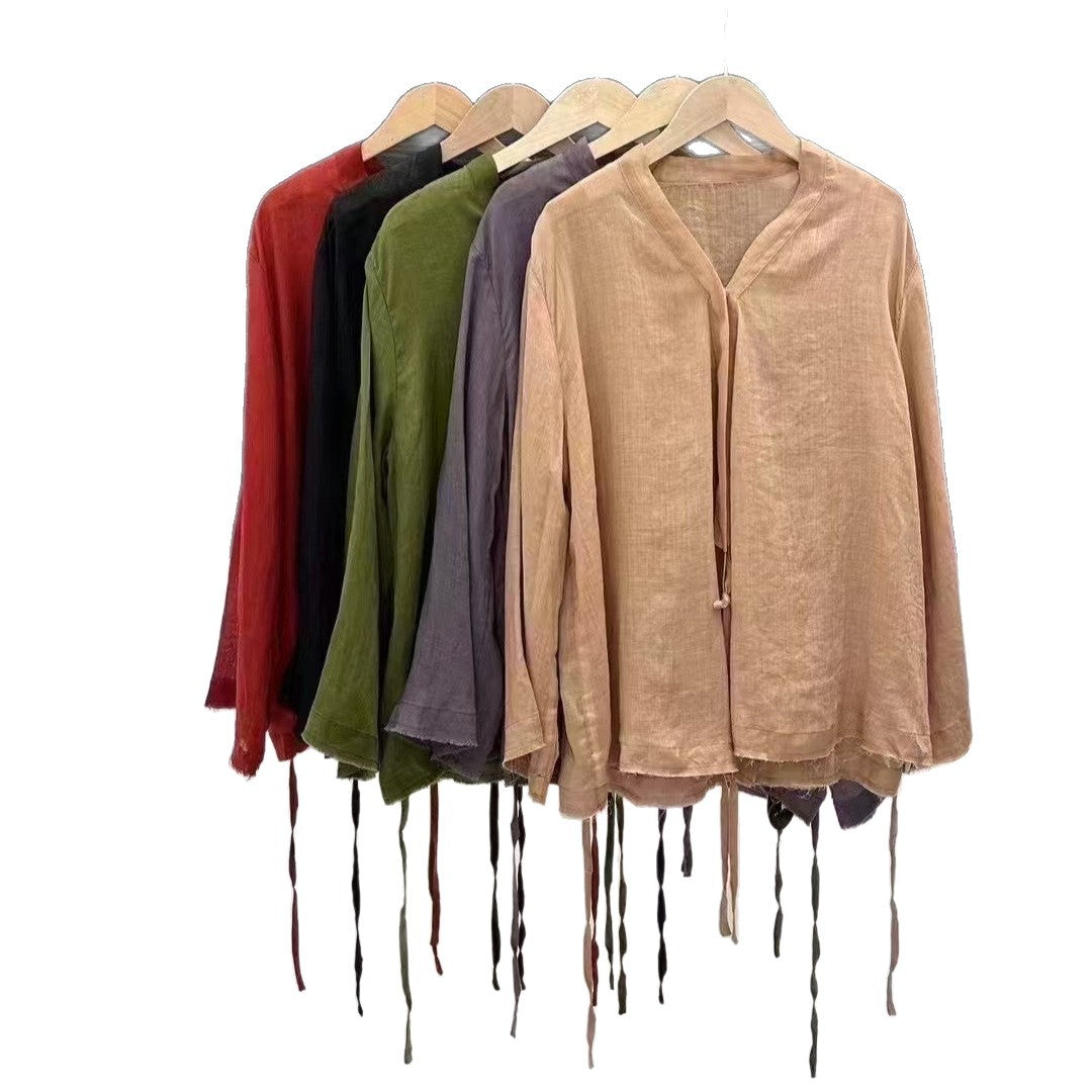 Femme Letvægts Tie-Front Langærmet Bluse Stilla