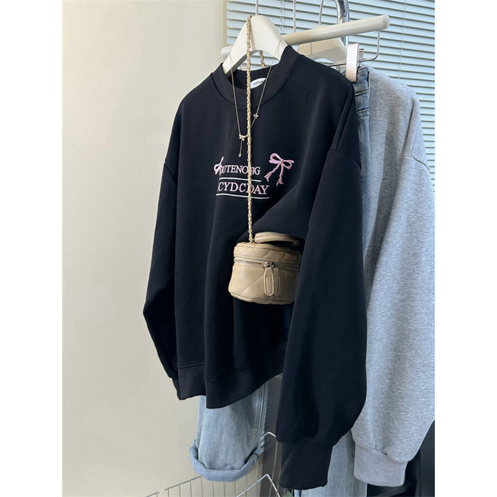 Dame Casual Oversized Sweatshirt med Sløjfedekorationer Stilla