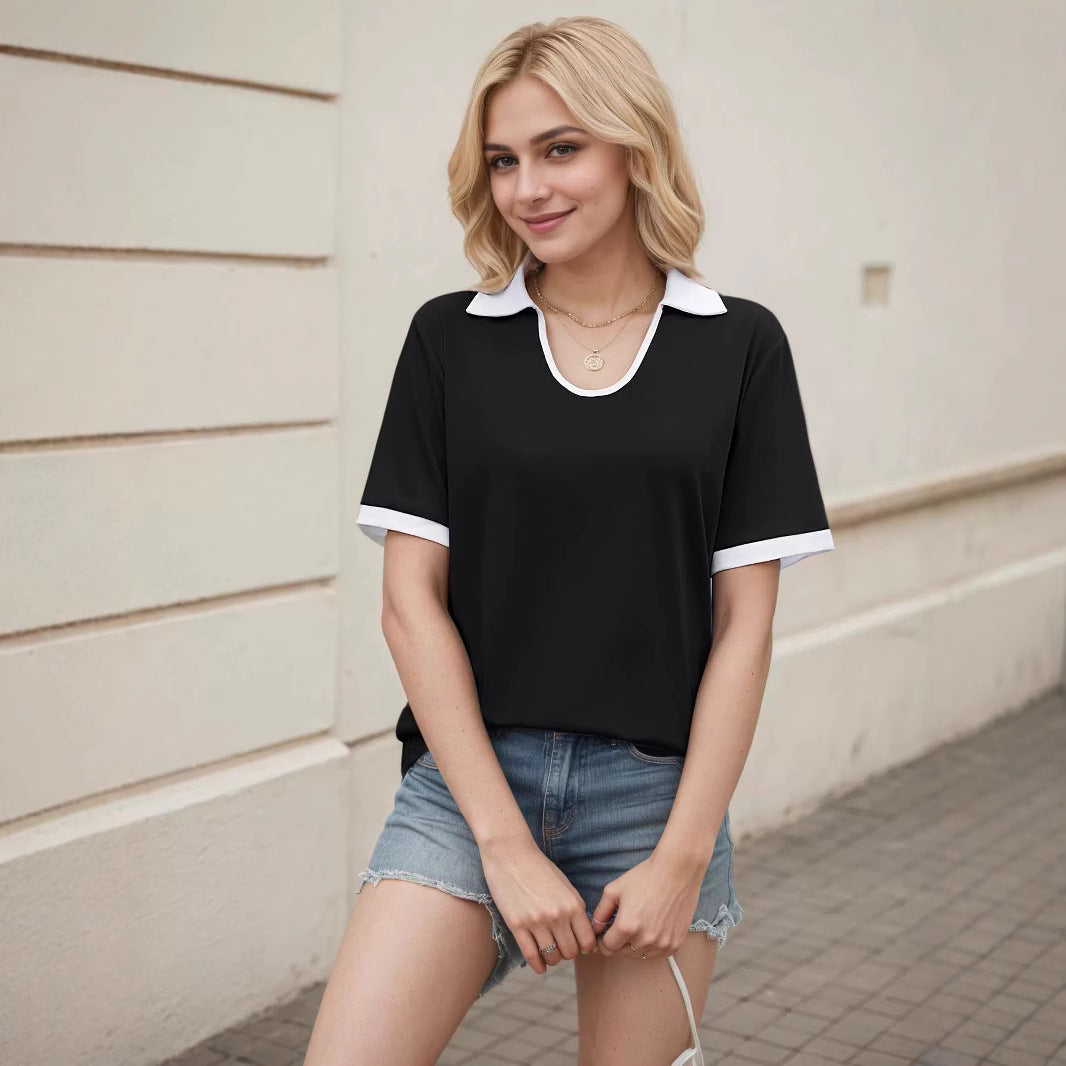 Dame Poloshirt med moderne snit og kontrasterende krave Stilla