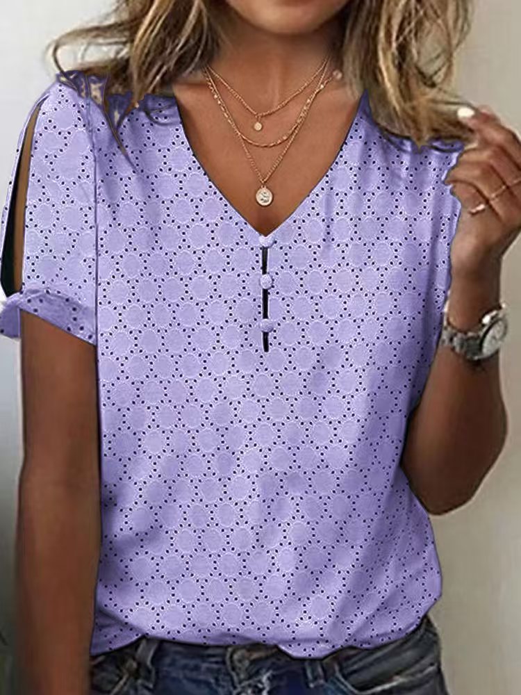 Dame Glitrende V-Pullover Bluse Skovae