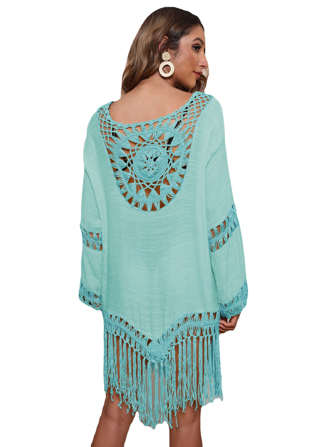 Dame Bohemian Hæklet Frynse Tunika Stilla