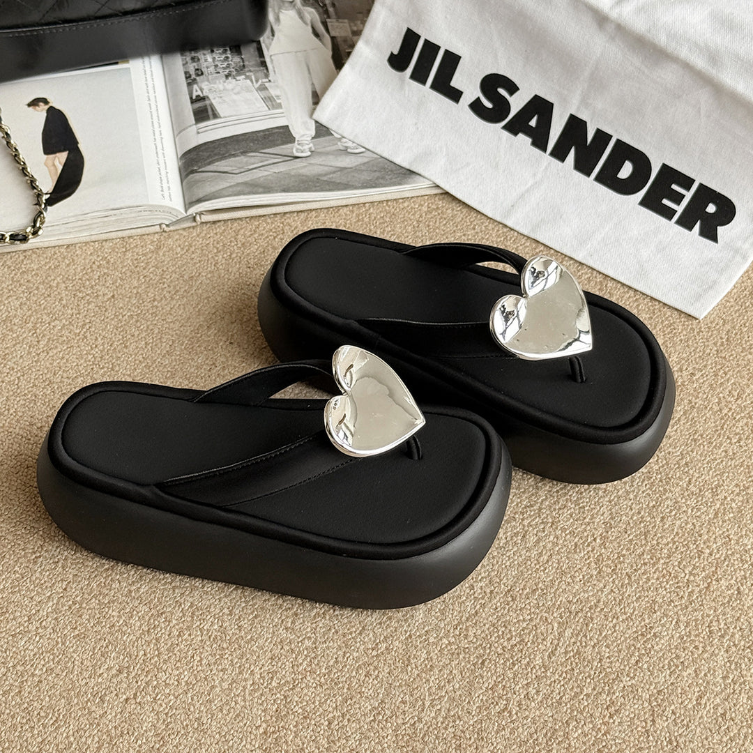 Femme Hjerte-besmykkede Komfort Flip-Flops Stilla