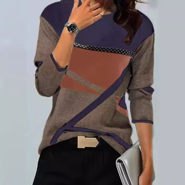 Stilla | Trendy Print Rund Hals Langærmet T-shirt