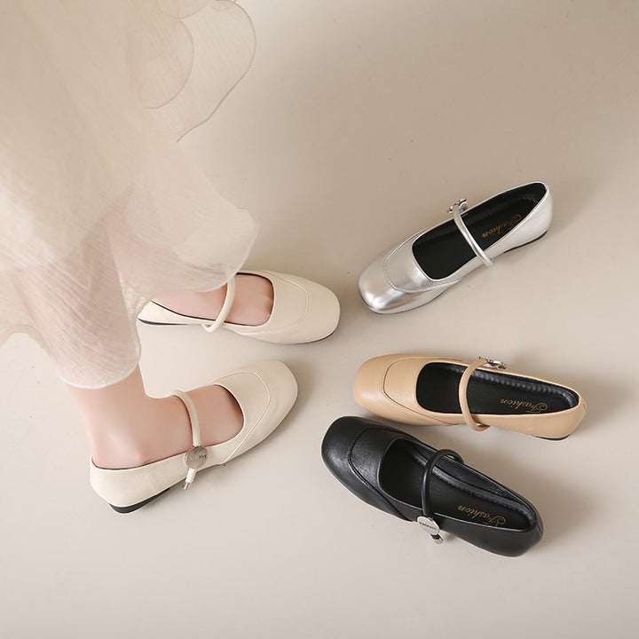 Dame Elegant Mary Jane Ballerinaer med Charmerende Rem Detalje Stilla