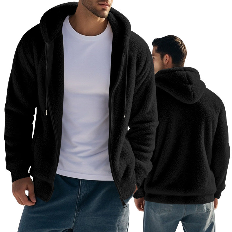 Herre fleece-hoodie med sidelås og kvalitetsmateriale Stilla