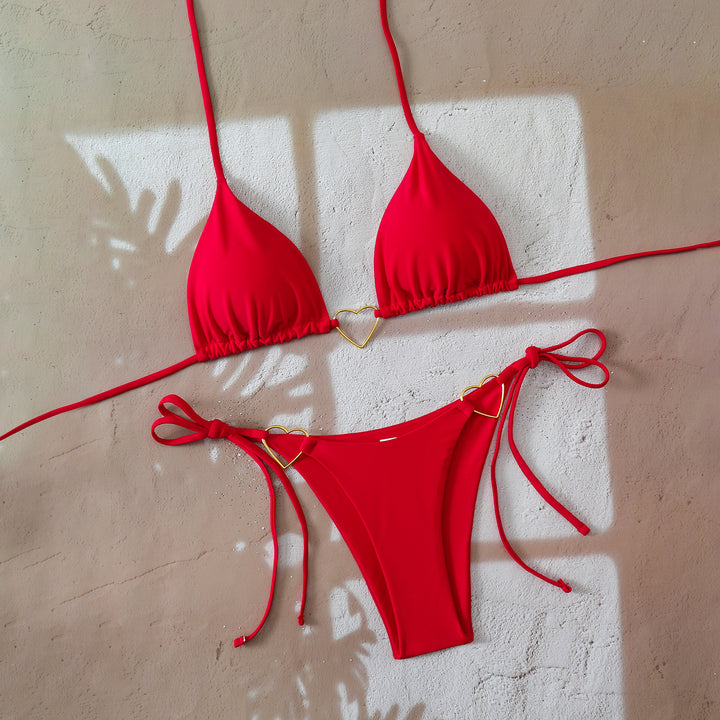 Dame trekant-bikini med stilfulde hjerte-accenter Skovae