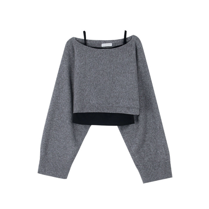 Dame afslappet sweater med brede ærmer og strikdetaljer Stilla