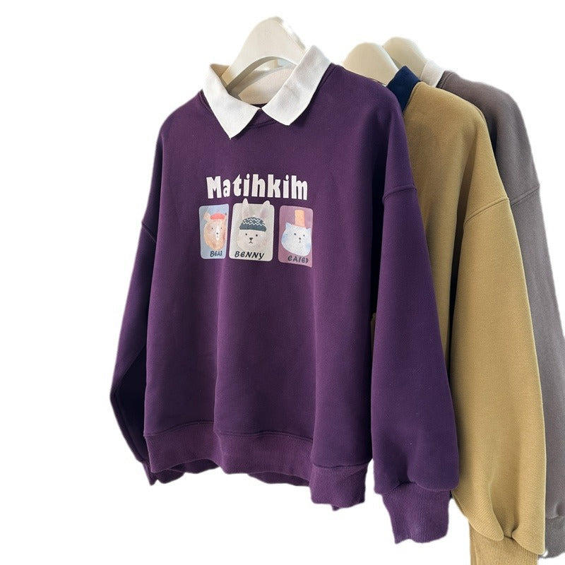 Femme Cozy Graphic Sweatshirt med kontrastkrave Stilla