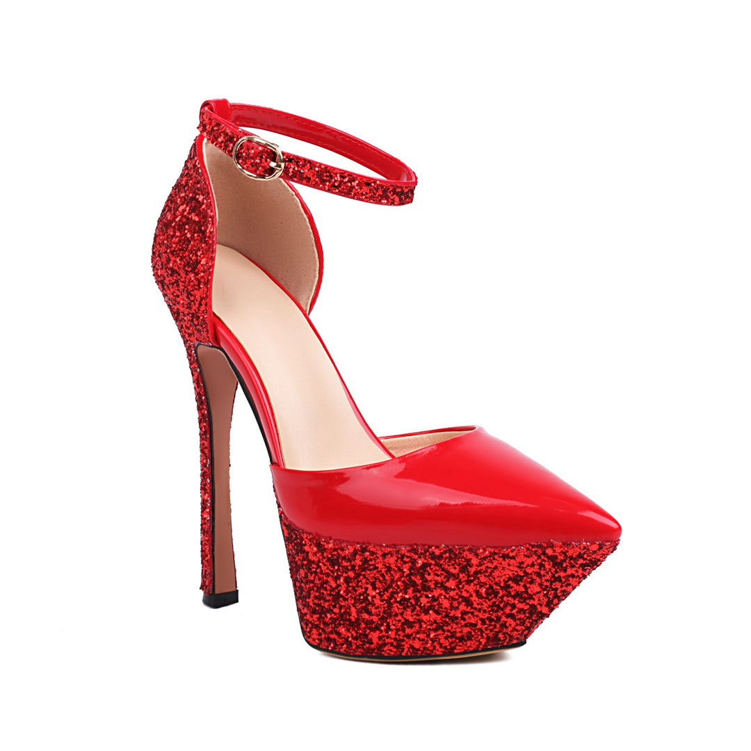 Femme Glitter-akcentuerede High-Heeled Platform-Pumps Stilla