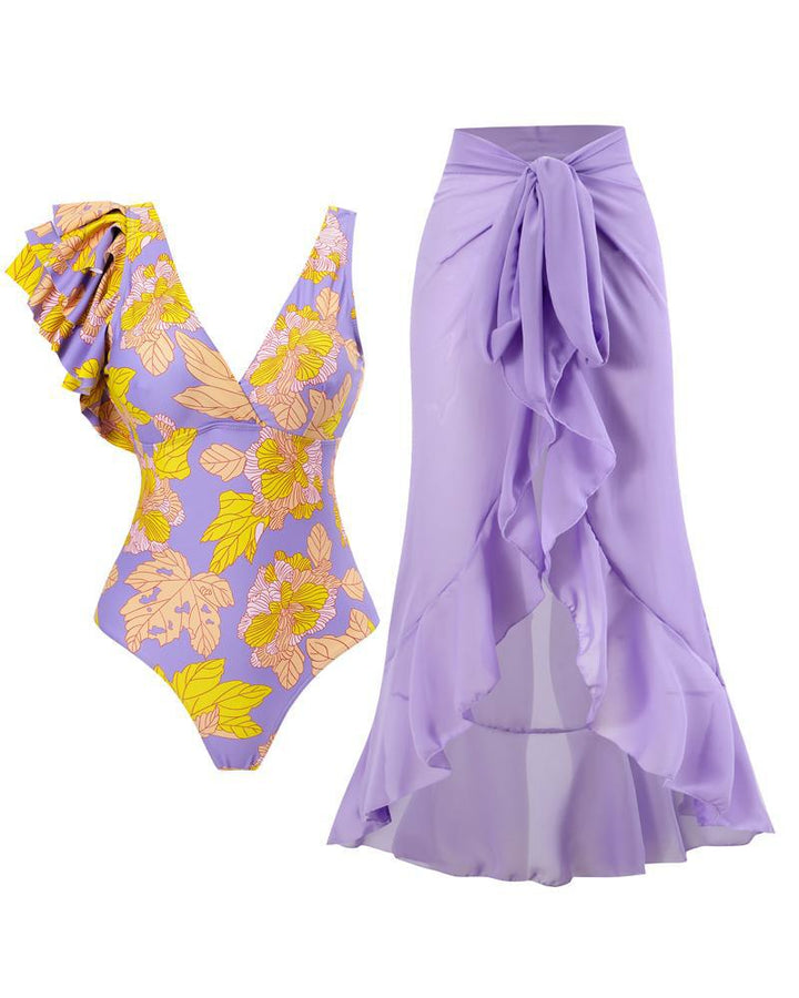 Dame badedragt med legende ruffle design og elegant maxi nederdel Stilla