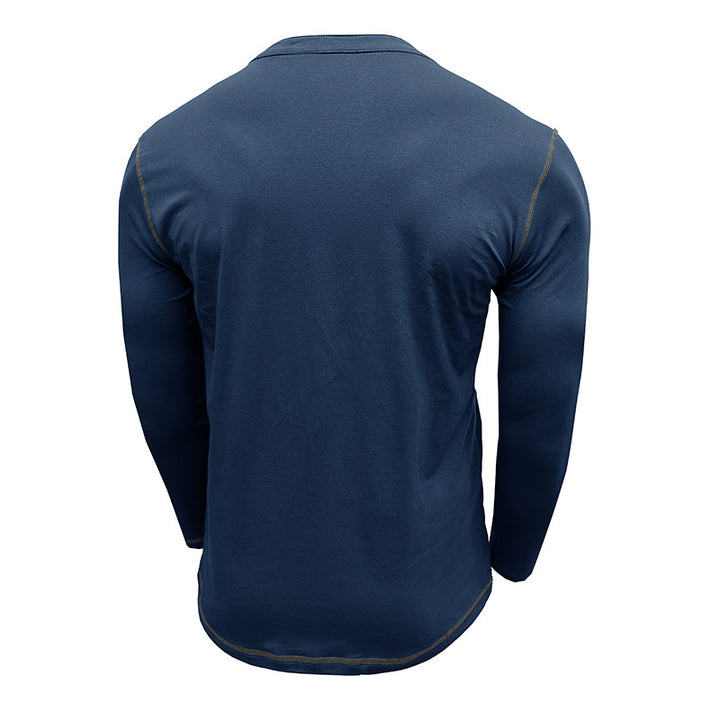 Herrer Langærmet Henley Shirt med åndbart stof og elegant knaplukning Stilla