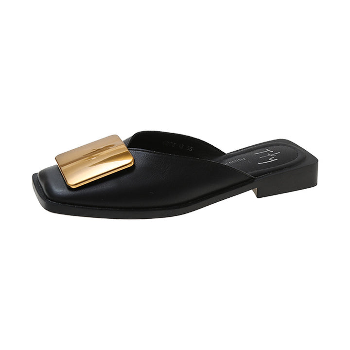 Dame Open-Toe Slide Mules med elegant gylden accent Stilla