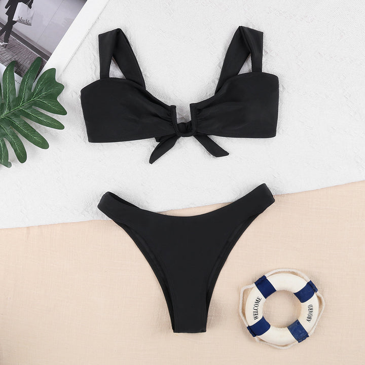 Dame Floral Print Bindefront Bikini Sæt Stilla