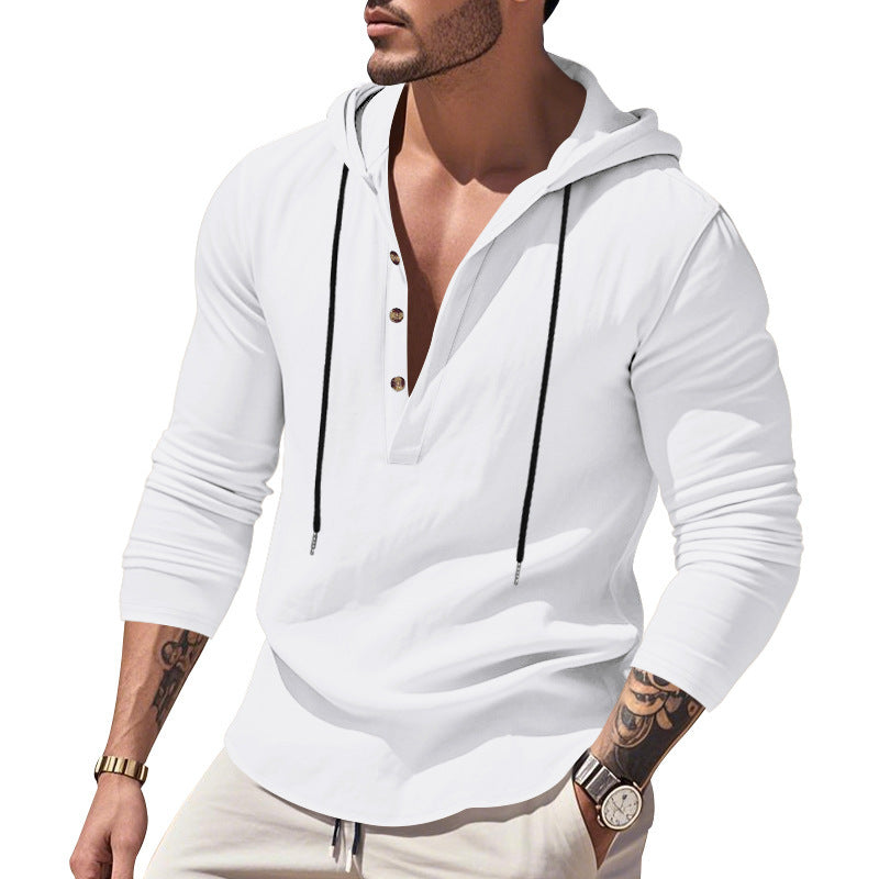 Herrer afslappet hoodie med knapdetalje og tætsiddende snit Stilla