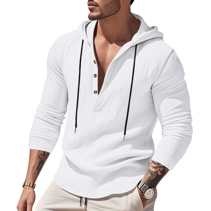 Herrer afslappet hoodie med knapdetalje og tætsiddende snit Stilla