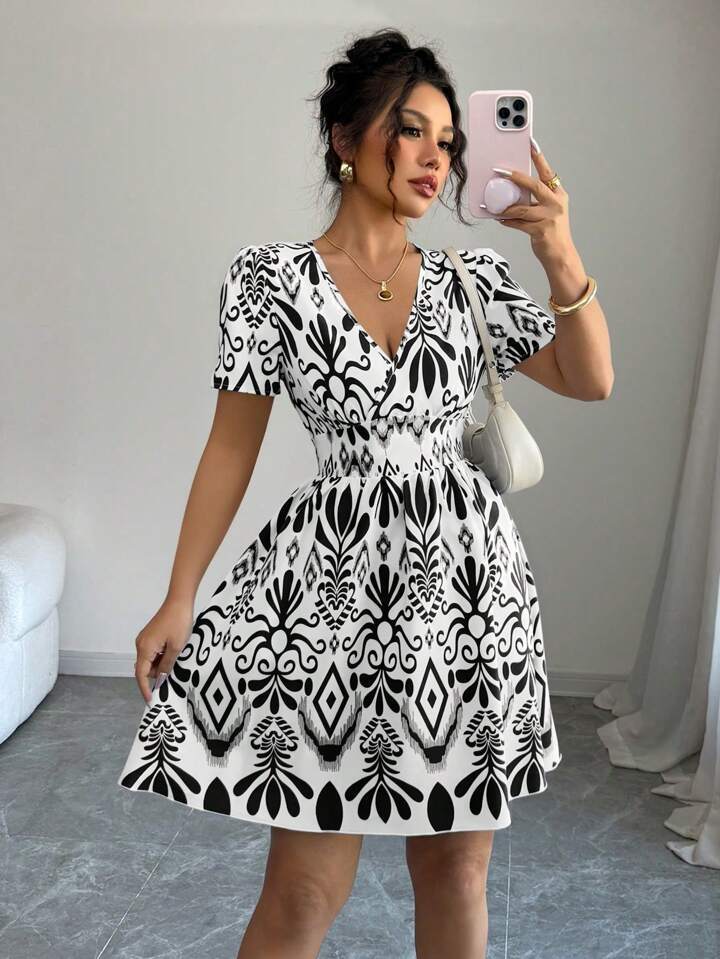 Kvinder Vintage-inspireret floral Fit and Flare Kjole Stilla