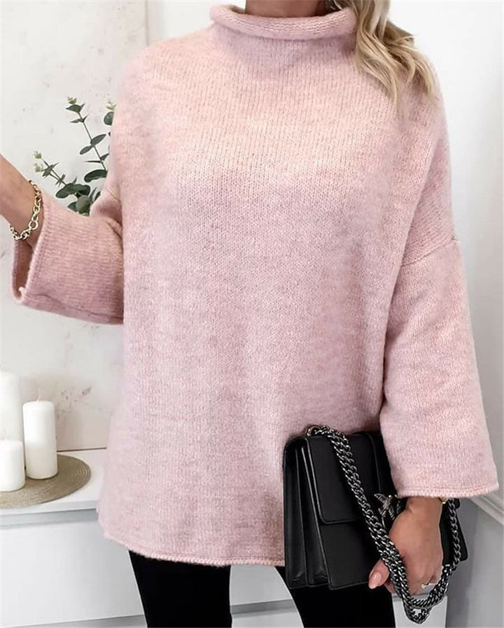 Dame generøst skåret strikpullover med bred manchet og moderne snit Stilla