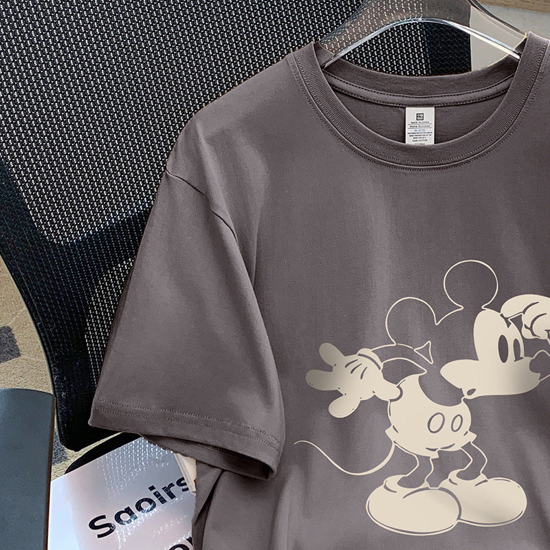Dame T-shirt med kunstnerisk Mickey Mouse print Stilla
