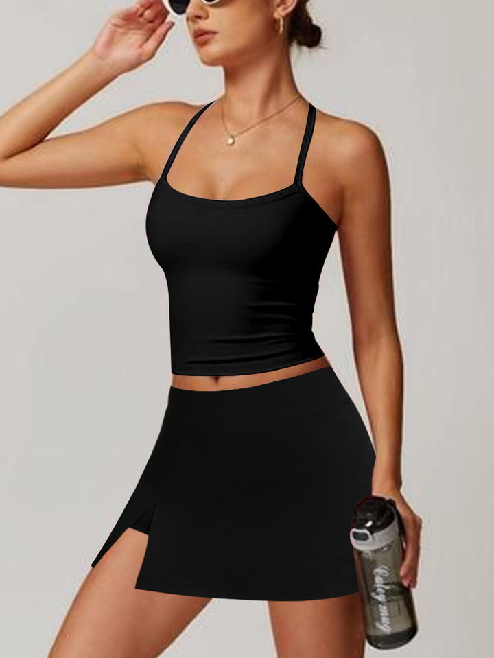 Dame Sporty Tanktop med kombineret Mini nederdel Skovae