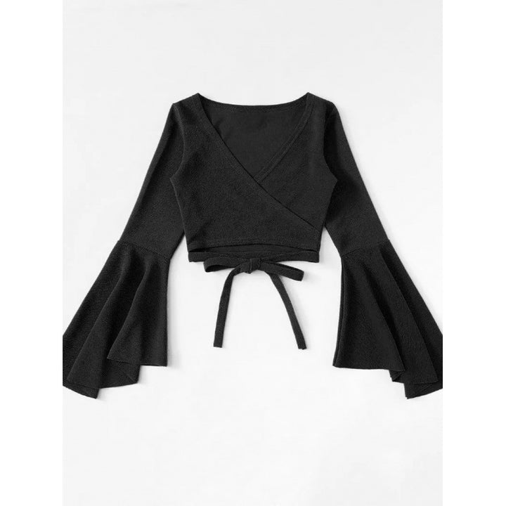Femme Wrap Crop Top med vidt udskårne ærmer Stilla