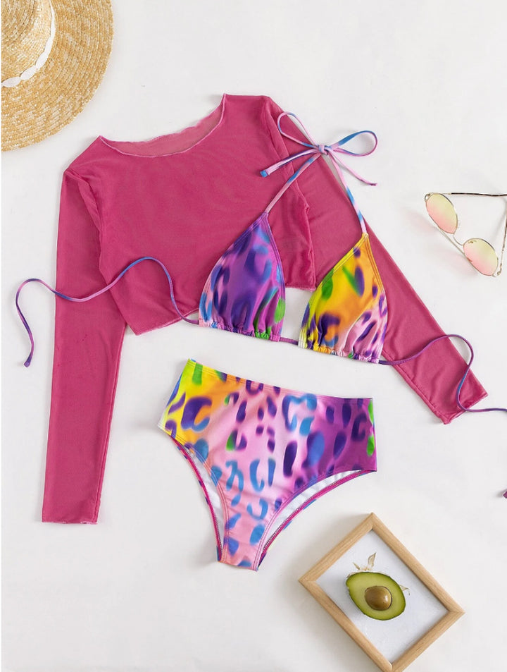 Dame Crop-Top Bikini med høj talje og bløde materialer Stilla