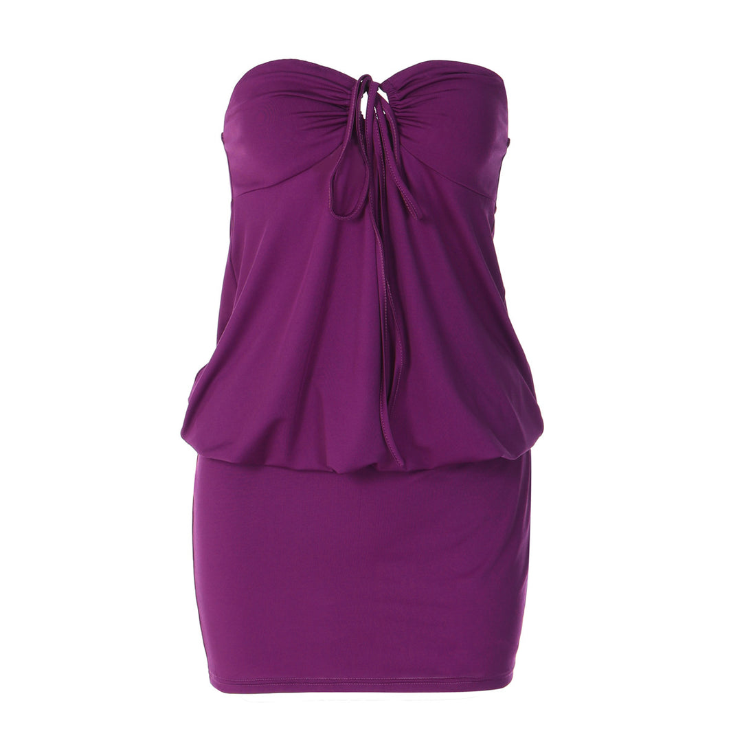 Dame Strapless Strandkjole med justerbare stropper og rynkninger Skovae