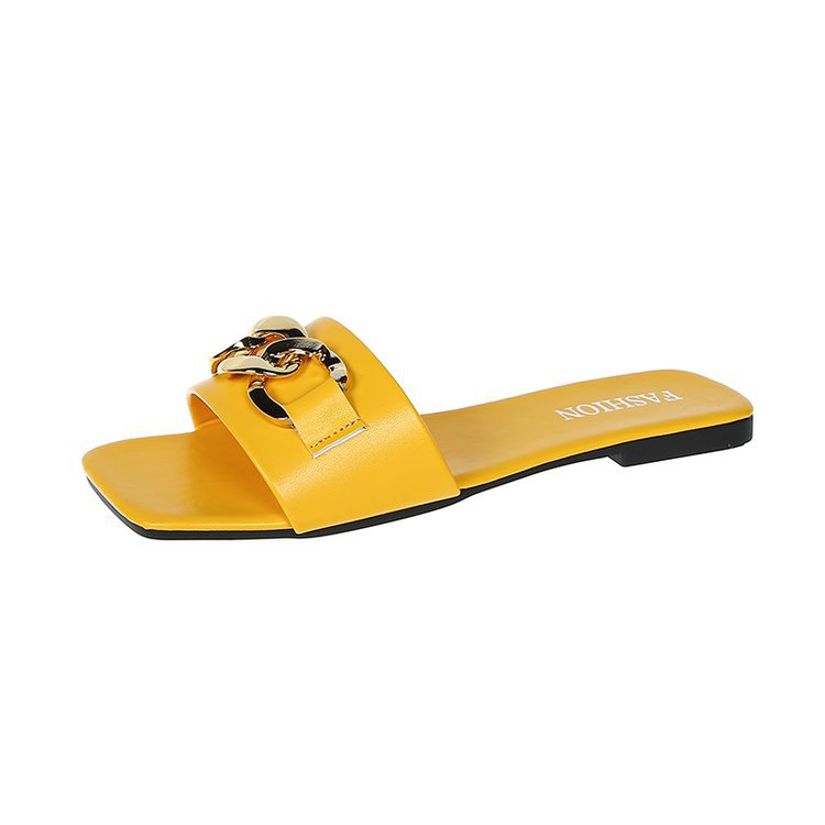 Dame slide-sandaler med elegant kædeudsmykning og behagelig fodseng Stilla