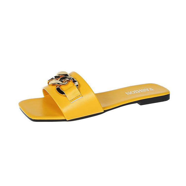 Dame slide-sandaler med elegant kædeudsmykning og behagelig fodseng Stilla