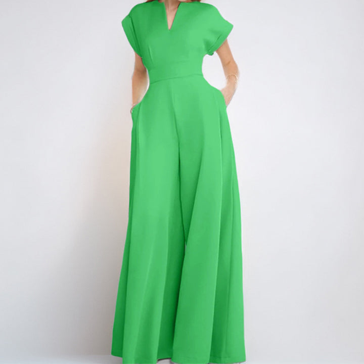Dame jumpsuit med elegant V-udskæring og bredt ben Stilla
