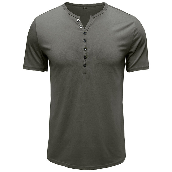 Herrer kortærmet skjorte med moderigtig Henley-udskæring og komfortabel pasform Stilla