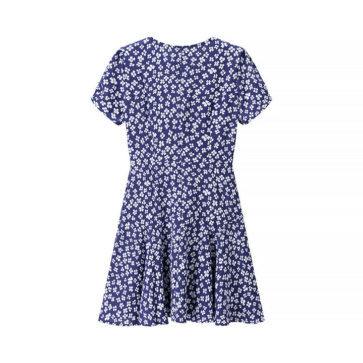 Dame Floral Print A-linje Mini Kjole med korte ærmer Stilla