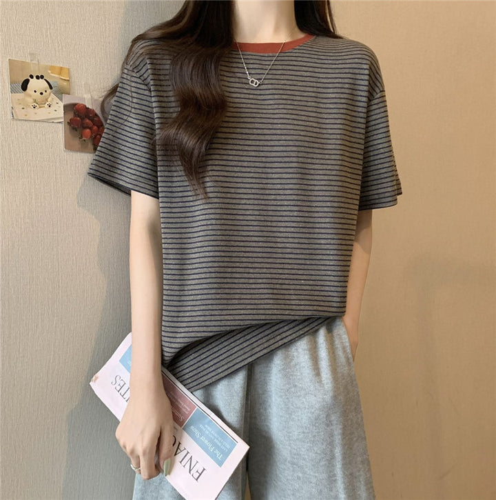 Kvinde Stribet Casual T-Shirt Stilla