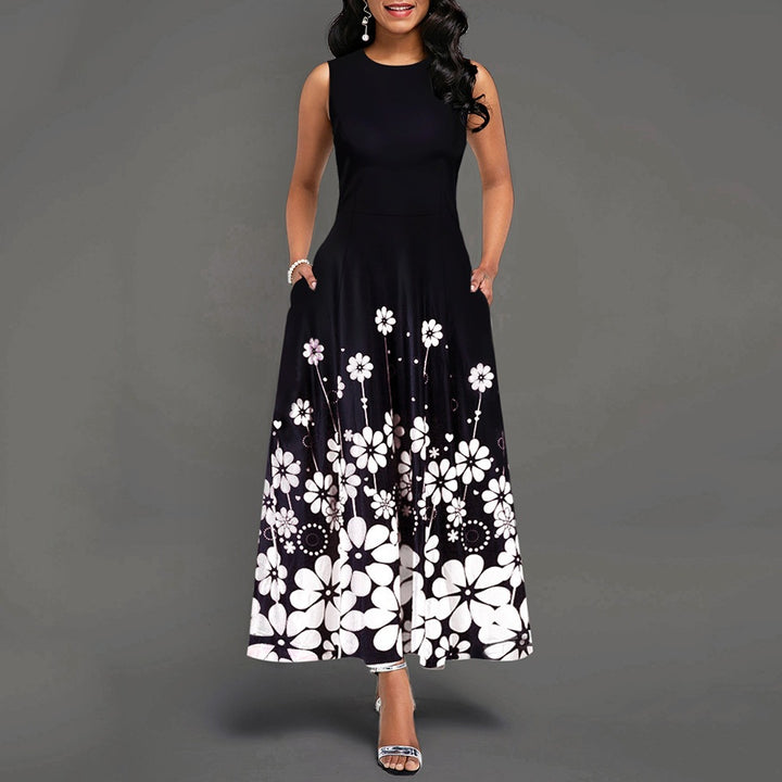 Dame Maxikjole med blomstret design Stilla