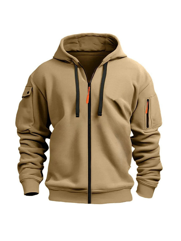 Herre hoodie jakke med funktionelle lynlås lommer og moderne snit Skovae