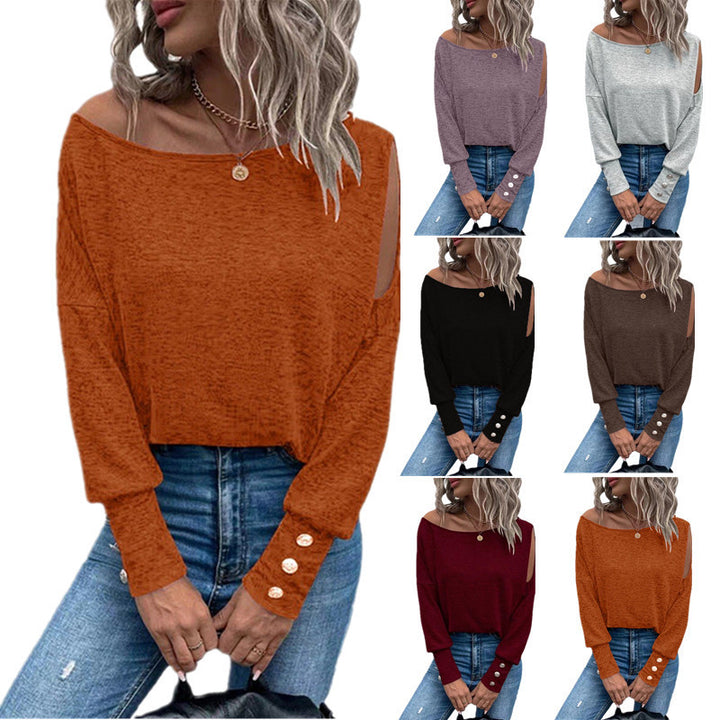 Dame afslappet longsleeve T-shirt med skulderudskæringer Stilla