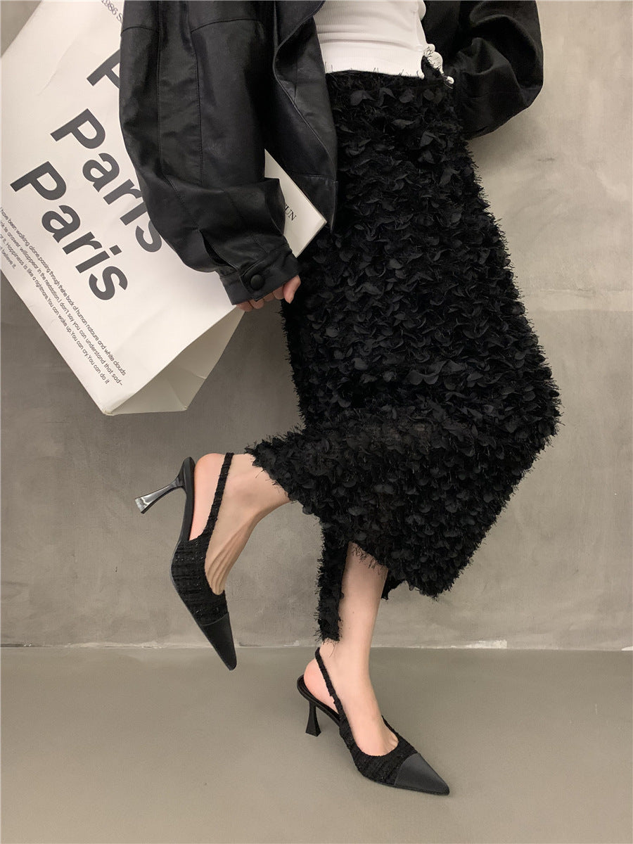 Dame Slingback Pumps med elegant spids silhuet og glitrende overflade Stilla